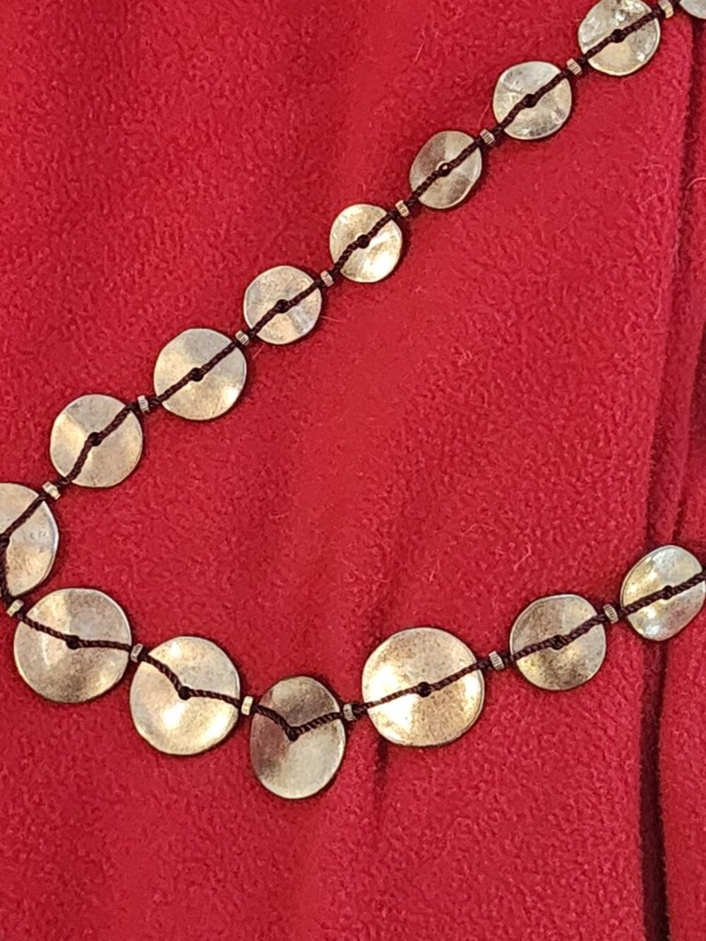 Chico's Old Gold Tone Threaded Metal Circles Long Vintage Adj 40.5" Necklace - Picture 13 of 16